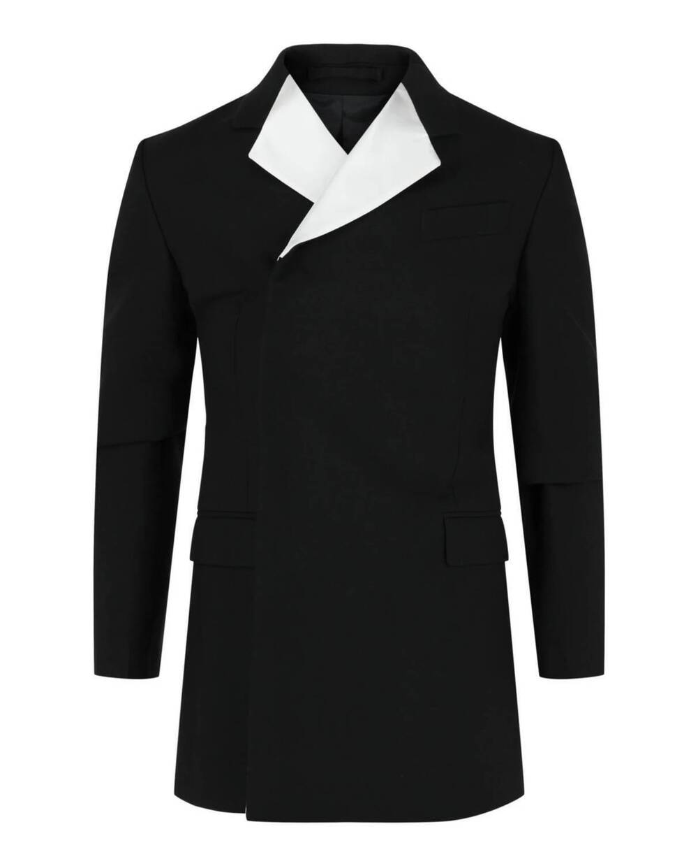 NEW SALVATORE FERRAGAMO women's silk trimmed double-breasted blazer in black
